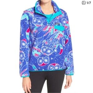 Patagonia  M harvest moon owl synchilla snap fleece pullover purple